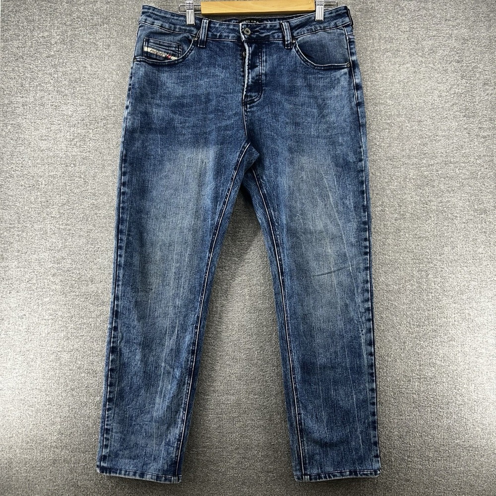 Diesel Sleenker Jeans Men Size 34x28 Blue Denim Button FLY Made Italy